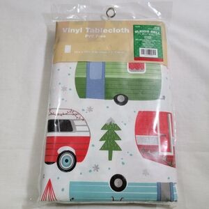 Vinyl Kitchen Tablecloth, 52"x70" Oblong, WINTER, CHRISTMAS TRAILERS